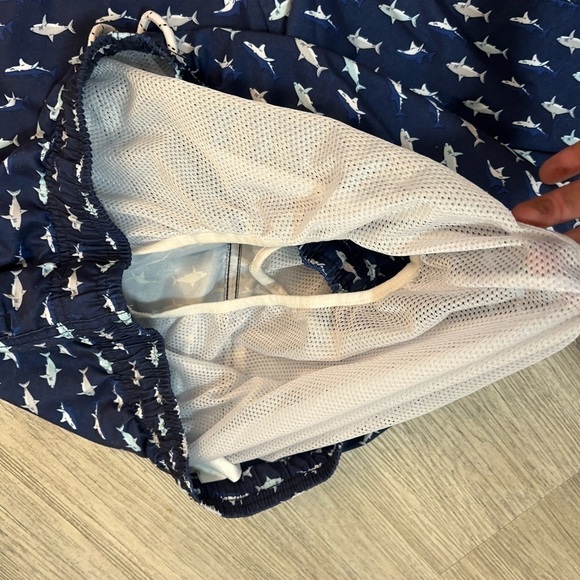 Men’s Atlantis Swim Shorts Trunks. Navy with sharks. Pockets. Drawstring - Picture 7 of 12